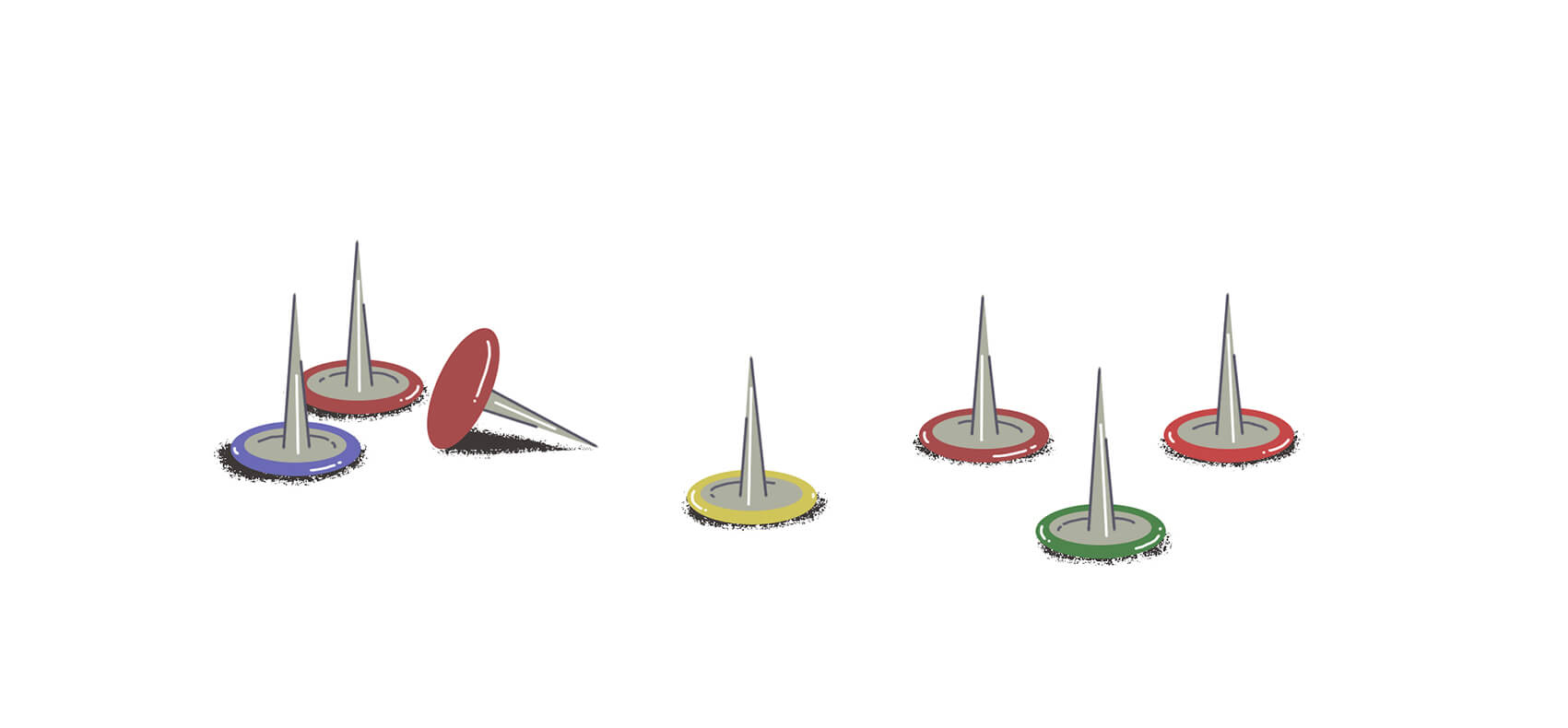 Pointy pins, with the pointy part turned up, left on the ground